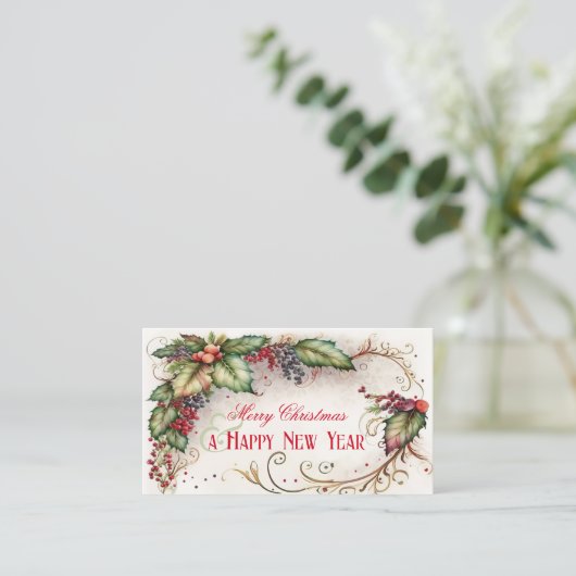 Kerstbedrijf Feestdagen Bedrijf Dank u Visitekaart Visitekaartje (Staand voorkant)