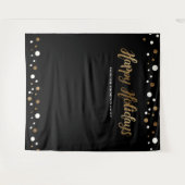 Kerstbedrijf 'Prettige Feestdagen' gouden achtergr Wandkleed (Voorkant (horizontaal))