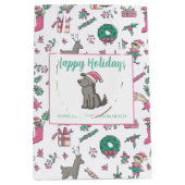 Kerstbedrijf van de Santa Dog Medium Cadeauzakje (Voorkant)