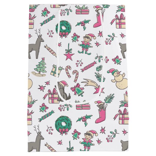 Kerstbedrijf van de Santa Dog Medium Cadeauzakje (Achterkant)