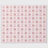 Kerstbedwelmde rode ornamentesnowflake cadeaupapier (Vlak)