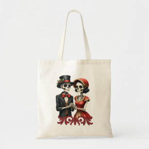 Kerstbeenromance, Een feestelijk skeletkoppel. Tote Bag