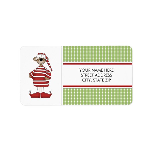 Kerstbeer adres mailinglabels etiket (Voorkant)