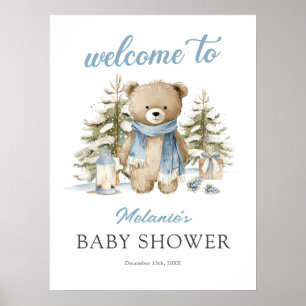 Kerstbeer Baby Shower Welkom Poster