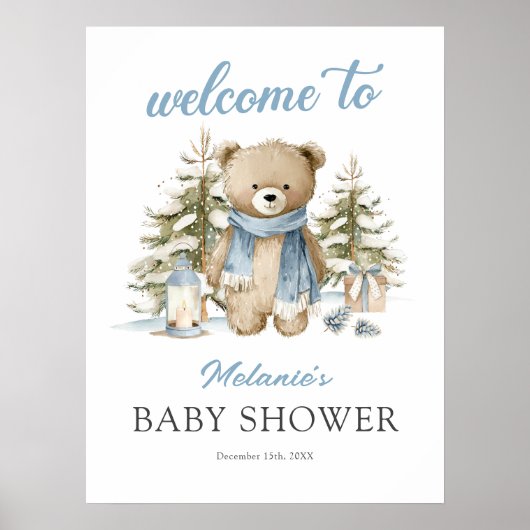 Kerstbeer Baby Shower Welkom Poster (Voorkant)