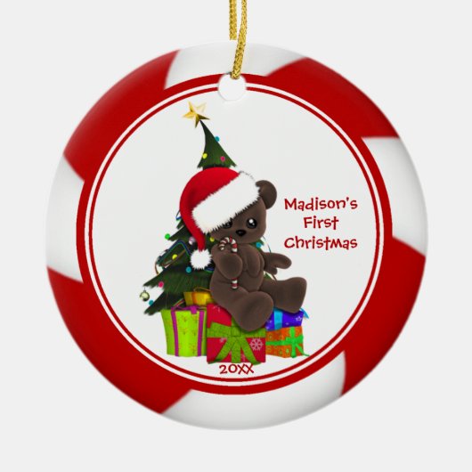 Kerstbeer Baby's Eerste Kerstmis Ornament (Voorkant)