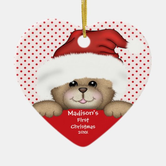 Kerstbeer Baby's Eerste Kerstmis Ornament (Voorkant)