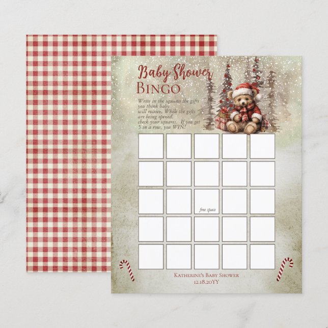 KerstBeer Barly Wait Boy Baby shower Bingo (Voorkant / Achterkant)