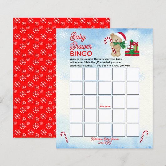 KerstBeer Barly Wait Boy Baby shower Bingo (Voorkant / Achterkant)