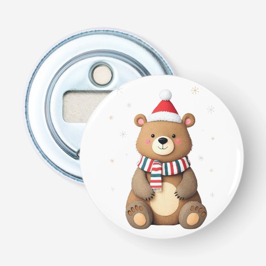 Kerstbeer Button Flesopener (Voorkant)