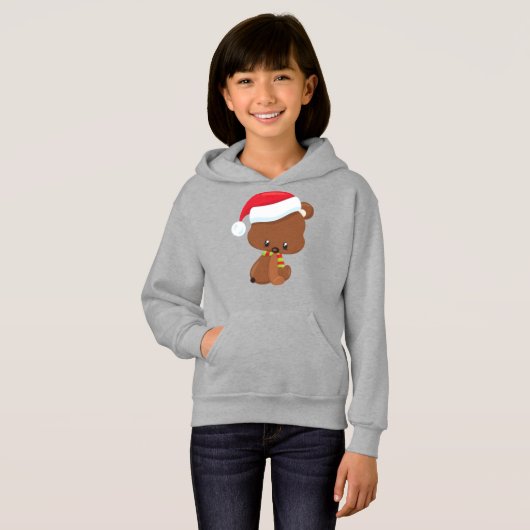 KerstBeer, Cute Beer, Santa Hat, Scarf, Kerstmis (Voorkant volledig)