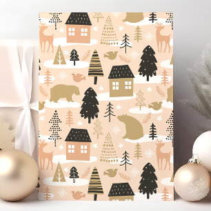 Kerstbeer dorp feestdagen kaart