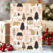 Kerstbeer dorp feestdagen kaart