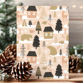 Kerstbeer dorp feestdagen kaart