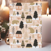 Kerstbeer dorp feestdagen kaart