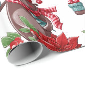 kerstBeer en Poinsettia Cadeaupapier (Rol Hoek)