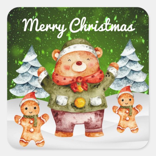 Kerstbeer Gemberkoek Koekjes Stickers (Voorkant)