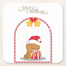 Kerstbeer Gift Coaster Kartonnen Onderzetters