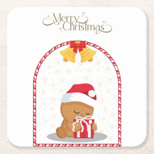 Kerstbeer Gift Coaster Kartonnen Onderzetters