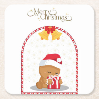 Kerstbeer Gift Coaster Kartonnen Onderzetters