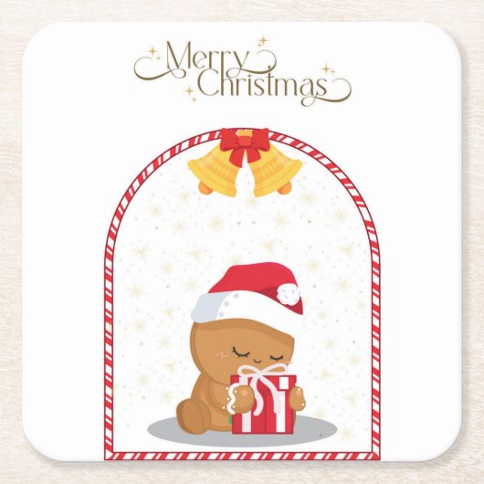 Kerstbeer Gift Coaster Kartonnen Onderzetters (Voorkant)