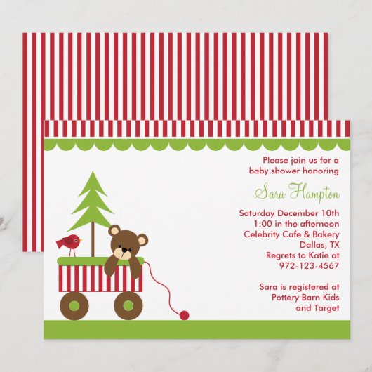 kerstBeer in Wagon-uitnodigingen Kaart (Voorkant / Achterkant)