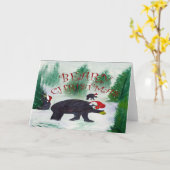 Kerstbeer Kerstkaarten Kaart (Gele Bloem)