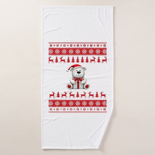 Kerstbeer Kerstmis (1) Badhanddoek (Badhanddoek)