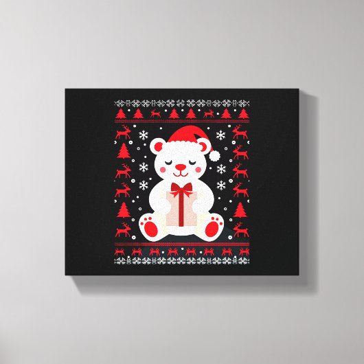 Kerstbeer Kerstmis (1) Canvas Afdruk (Voorkant)