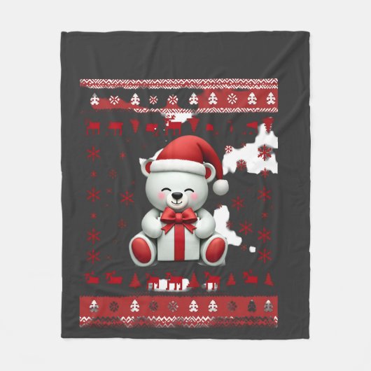Kerstbeer Kerstmis (5) Fleece Deken (Voorkant)
