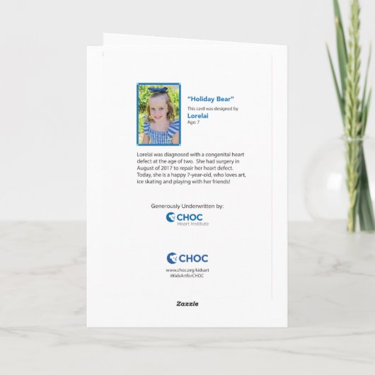 Kerstbeer - Kinderkunst voor CHOC Bedankkaart (Achterkant)