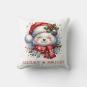 Kerstbeer kussen Merry & Bright (Voorkant)