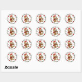 Kerstbeer met belsticker ronde sticker (Vel)