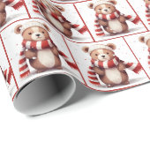 Kerstbeer met sneeuwvlokken cadeaupapier (Rol Hoek)