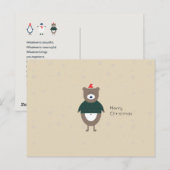 Kerstbeer Modern Plat Aangepaste Kleur BEWERKBAAR Feestdagenkaart (Voorkant / Achterkant)