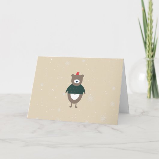 Kerstbeer Modern Plat Aanpasbare Kleur BEWERKBAAR Feestdagen Kaart (Voorkant)
