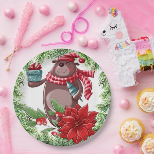 kerstBeer Papieren Bordje (Feest)