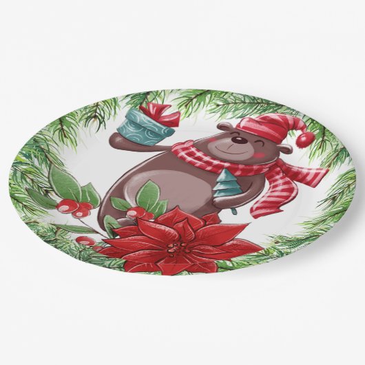 kerstBeer Papieren Bordje (Gekanteld)