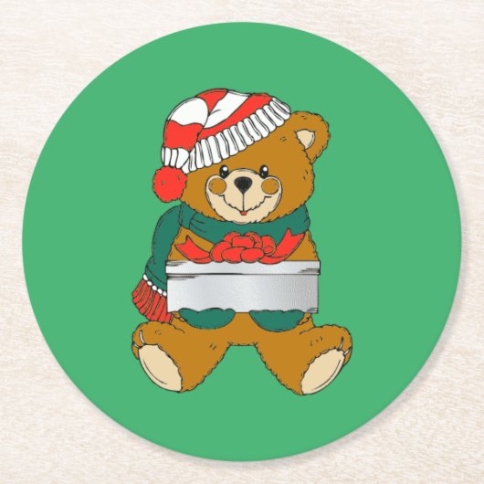 Kerstbeer Papieren Onderzetter (Voorkant)