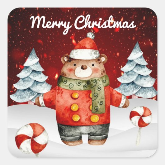 Kerstbeer Pepermunt Stickers (Voorkant)