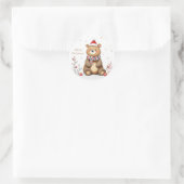 Kerstbeer Ronde Sticker (Tas)