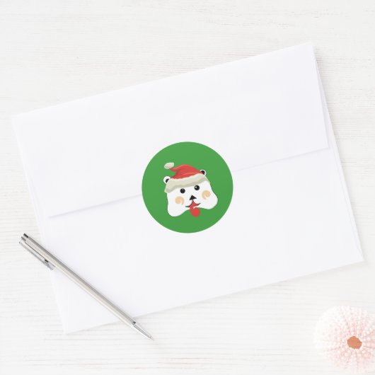 kerstBeer Ronde Sticker (Envelop)