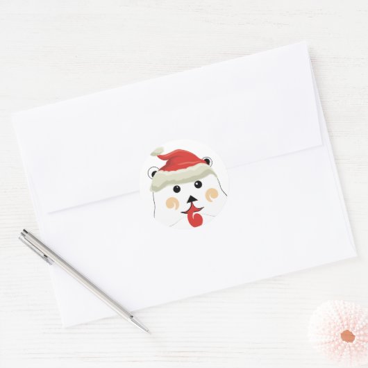 kerstBeer Ronde Sticker (Envelop)