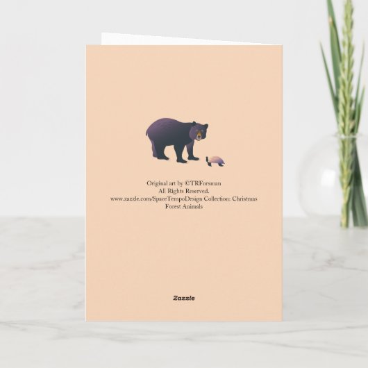 Kerstbeer, schildpad, magpie met licht 2 kaart (Achterkant)