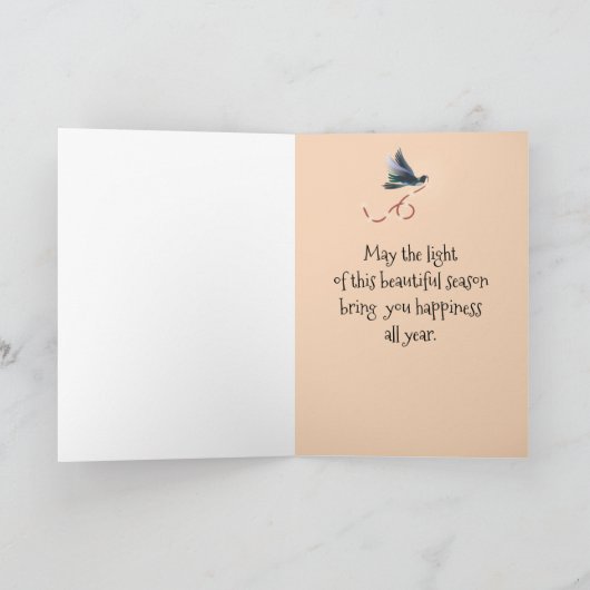 Kerstbeer, schildpad, magpie met licht 2 kaart (Binnen)