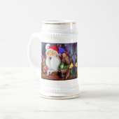 Kerstbeer Stein Gift Santa met rendierenslaan Bierpul (Voorkant links)