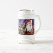 Kerstbeer Stein Gift Santa met rendierenslaan Bierpul (Voorkant rechts)