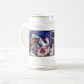 Kerstbeer Stein Happy Boerderij Party - Fun Bierpul (Voorkant links)