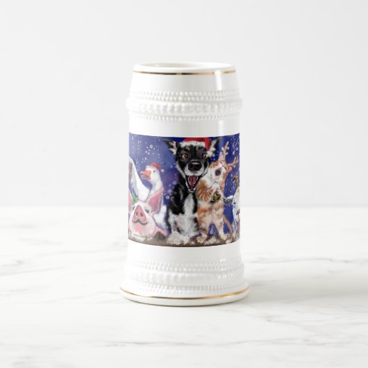 Kerstbeer Stein Happy Boerderij Party - Fun Bierpul (Center)