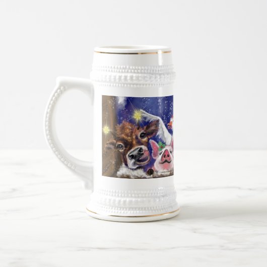 Kerstbeer Stein Happy Boerderij Party - Fun Bierpul (Links)